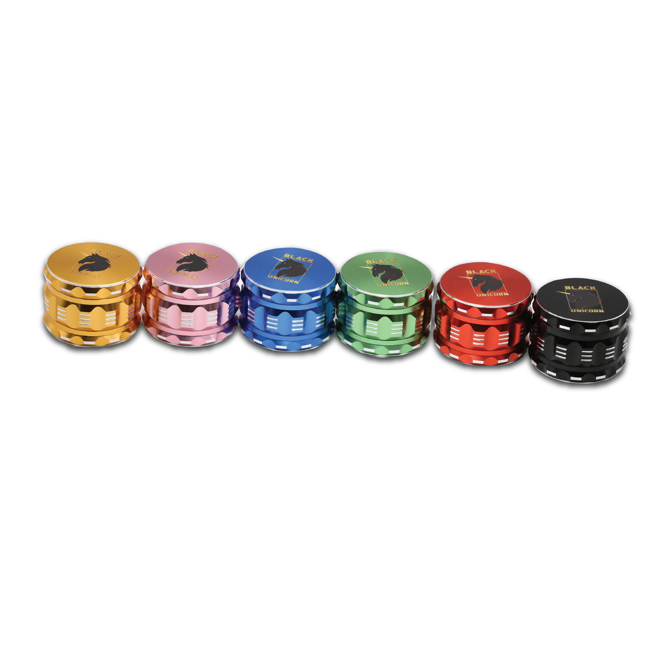 Aluminum Grinder with Pollen Catcher. Large 4 Piece, 2.5" (Black)