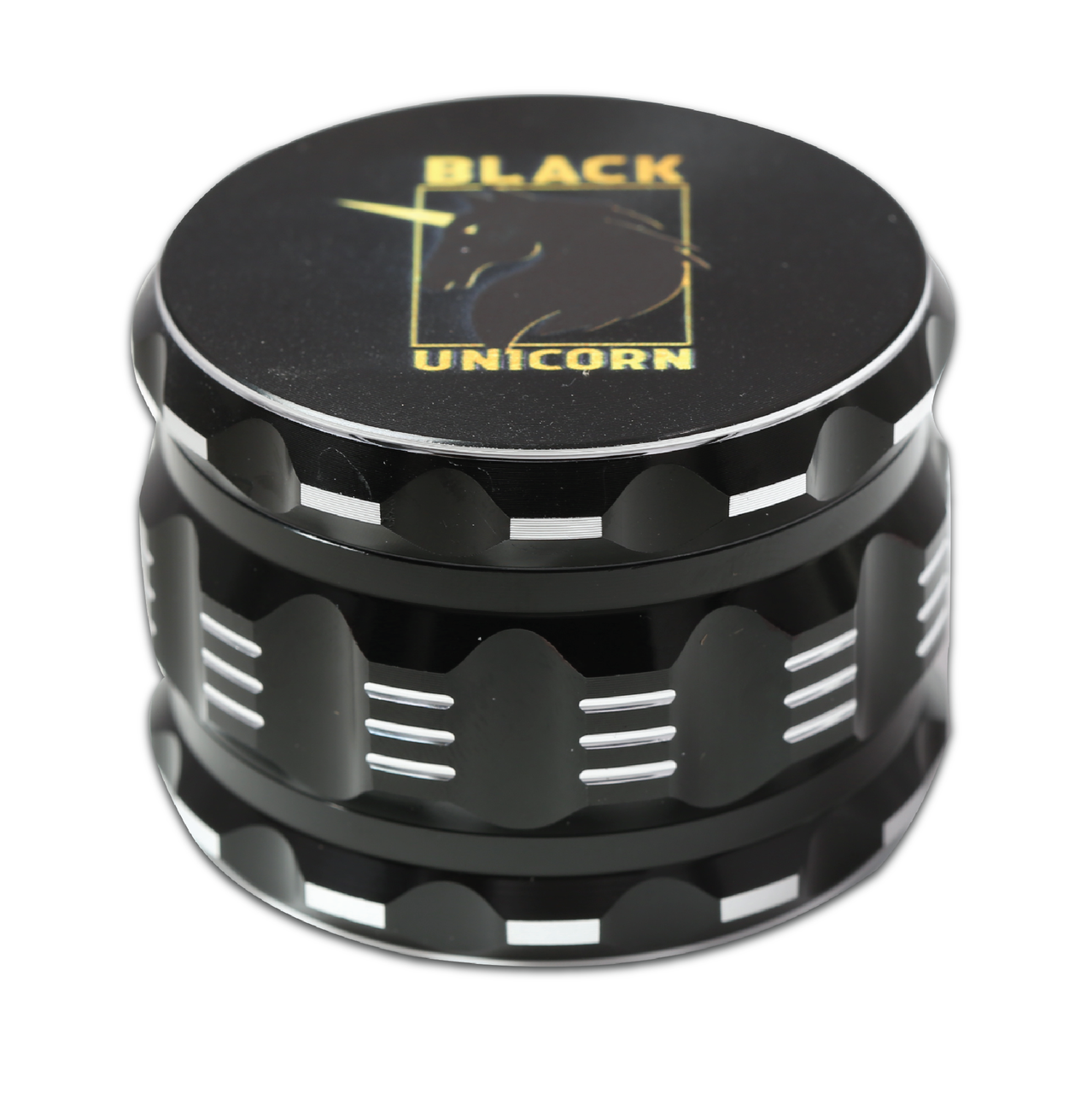 Aluminum Grinder with Pollen Catcher. Large 4 Piece, 2.5" (Black)