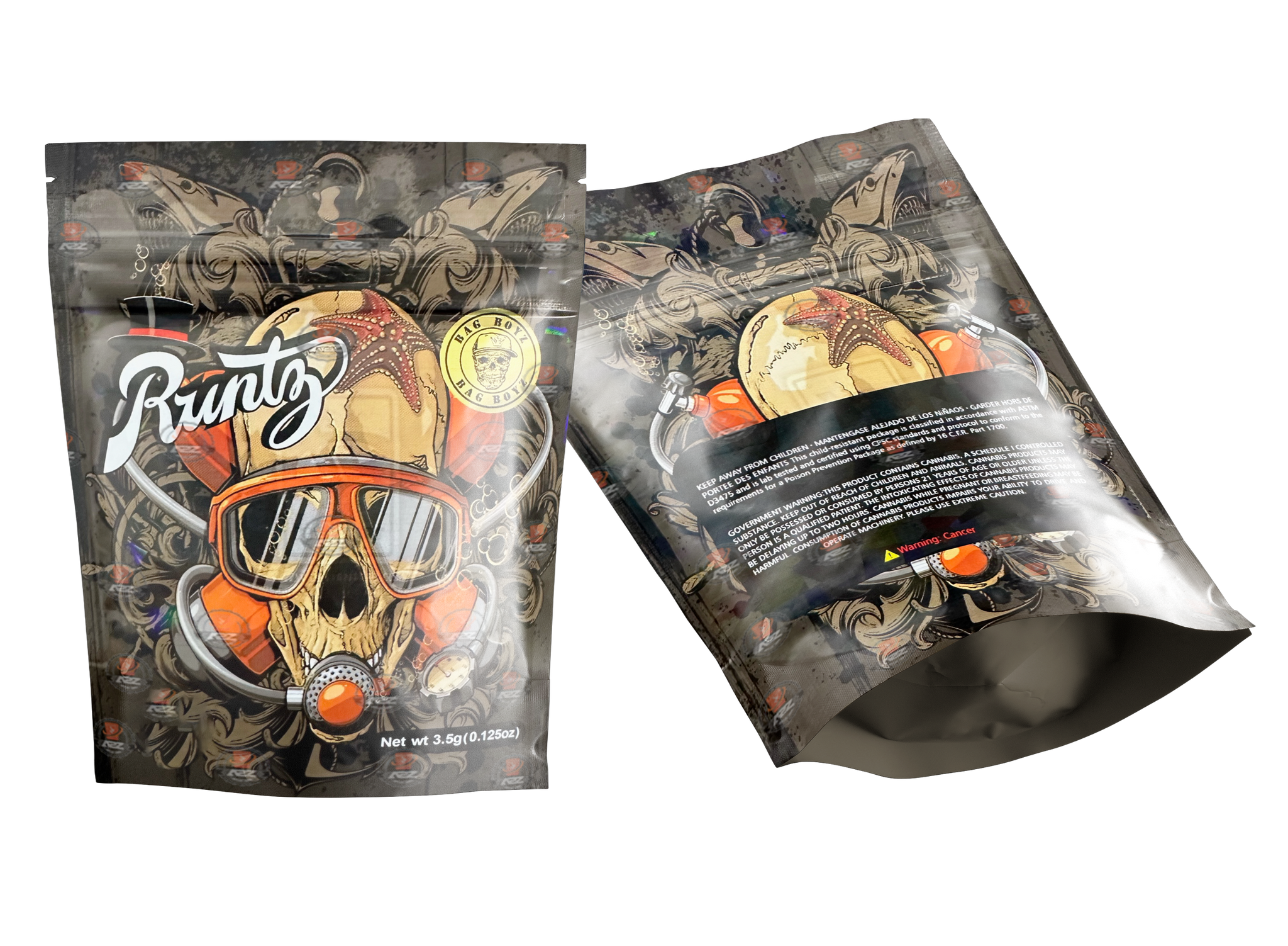 RUNTZ Gas Mask HOLOGRAPHIC MYLAR BAG 3.5G