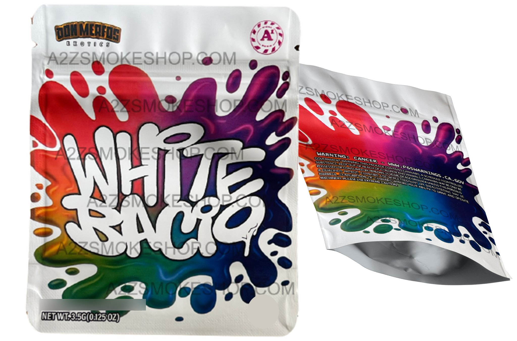 Don Merfos White Bacio bag  3.5g Mylar bag  Packaging Only
