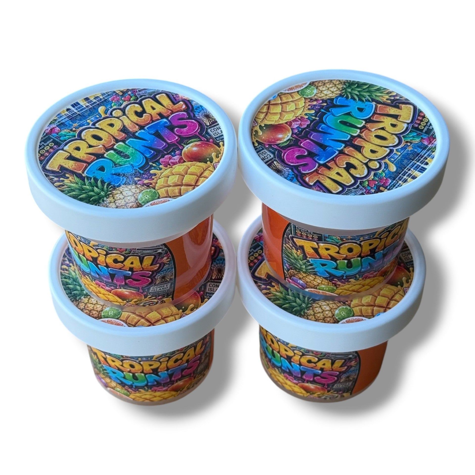 Tropical Runts Ice Cream Style 3.5G Plastic Jars with Display Boxes – Packaging Only