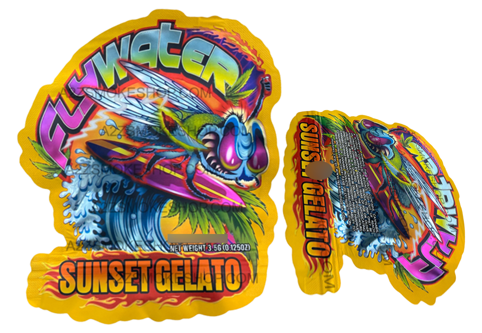 Fly Water Sunset Gelato Cut Out Mylar Bags 3.5g Die cut