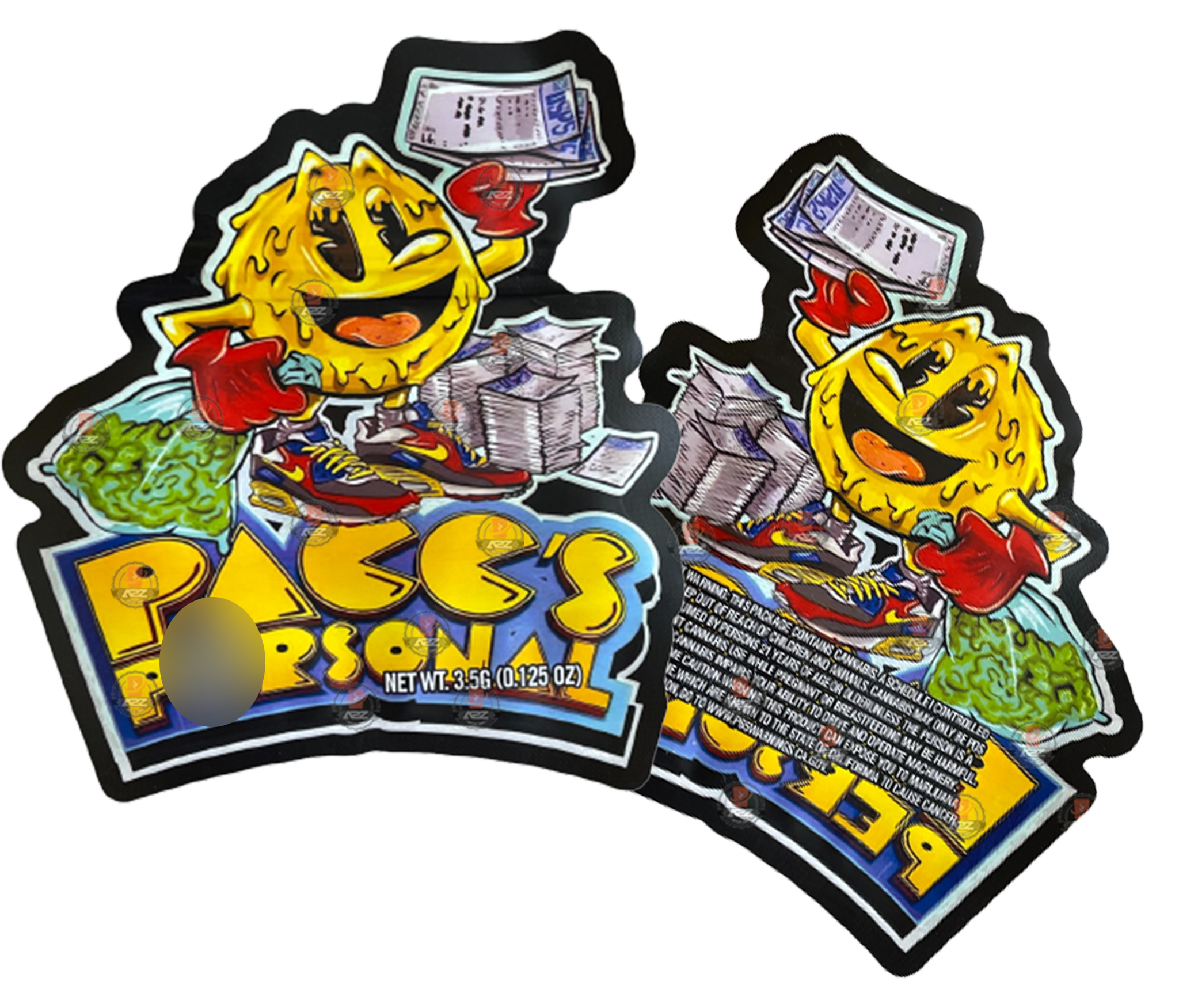 Pacc's Personal Cut Out Mylar Bags 3.5g Pac man