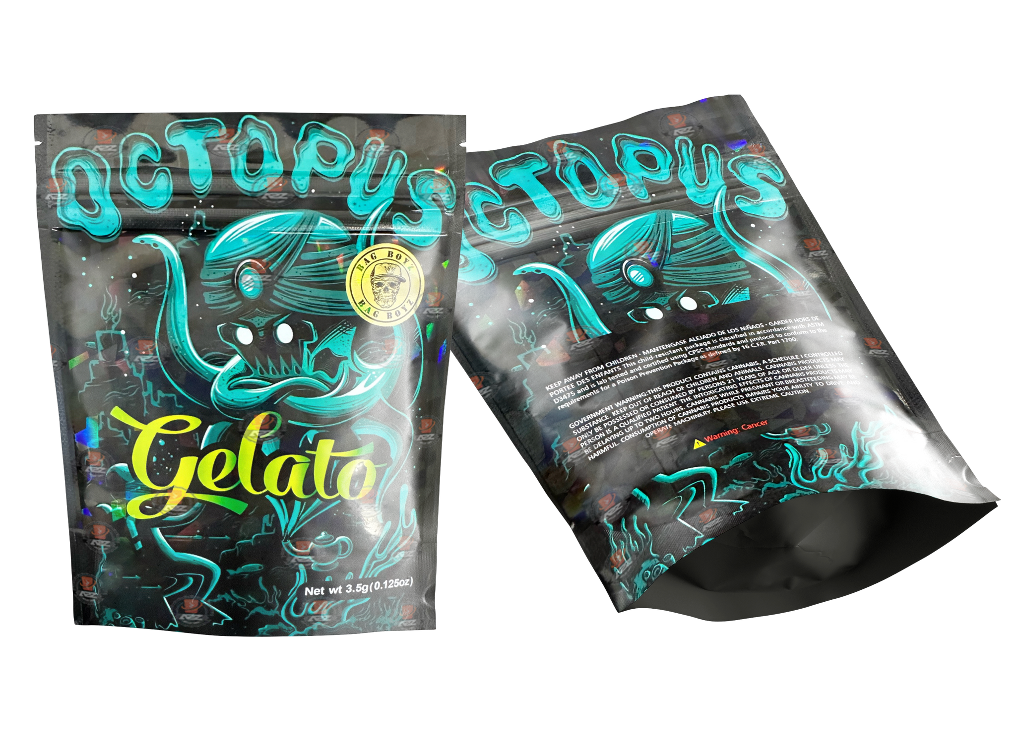 Gelato Octopus Mylar bag 3.5g  Packaging Only