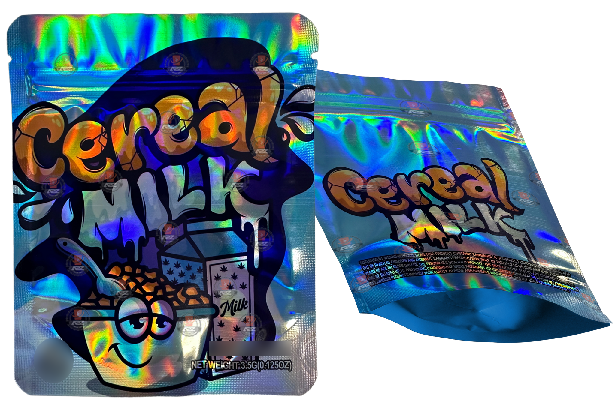 Cereal Milk Mylar Bags 3.5g Holographic Empty Packaging