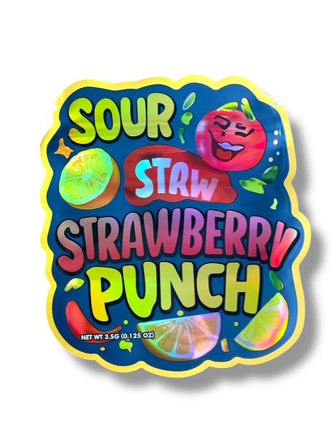Sour Strawberry Punch Mylar Bag 3.5g shape bags