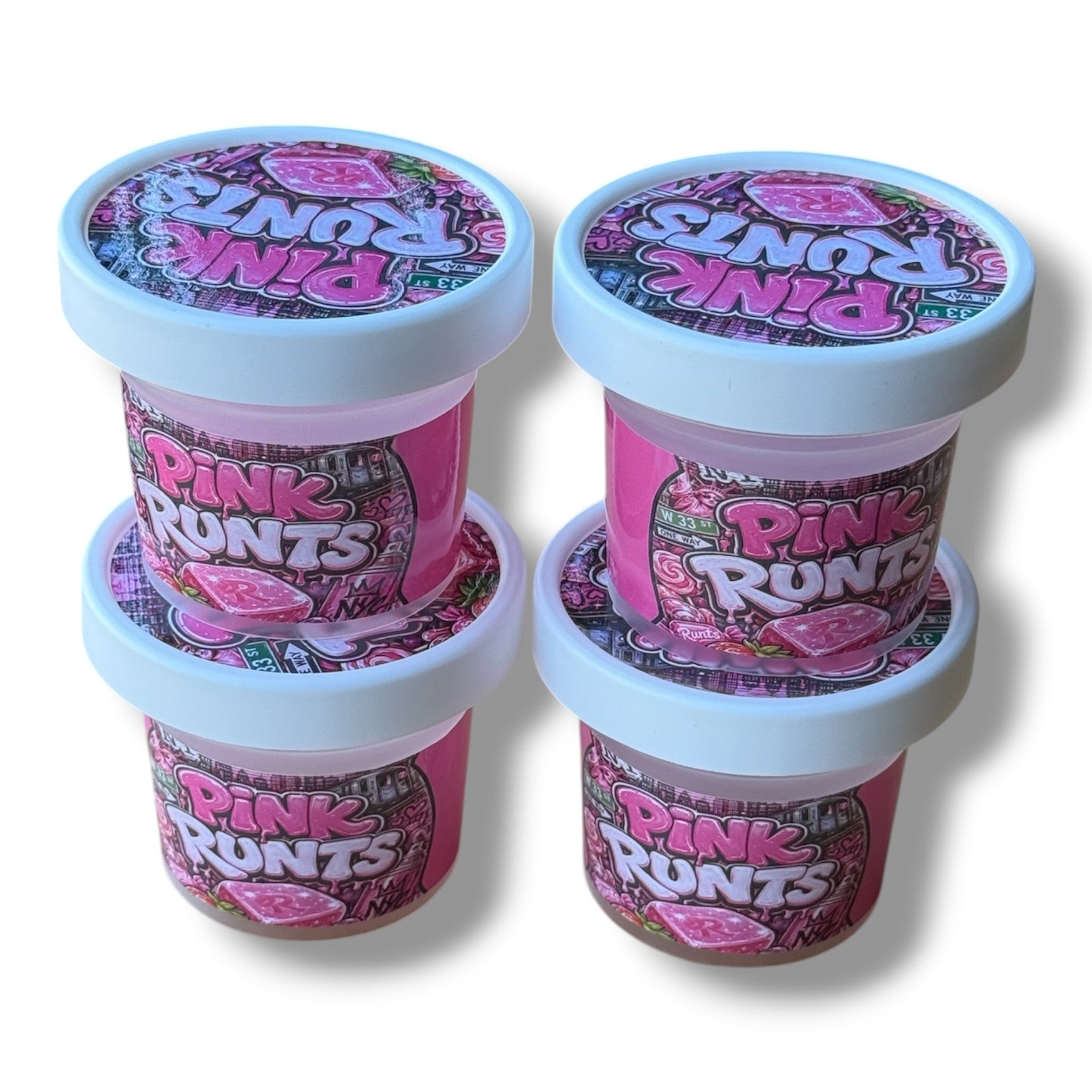 Pink Runts Ice Cream Style 3.5G Plastic Jars with Display Boxes – Packaging Only