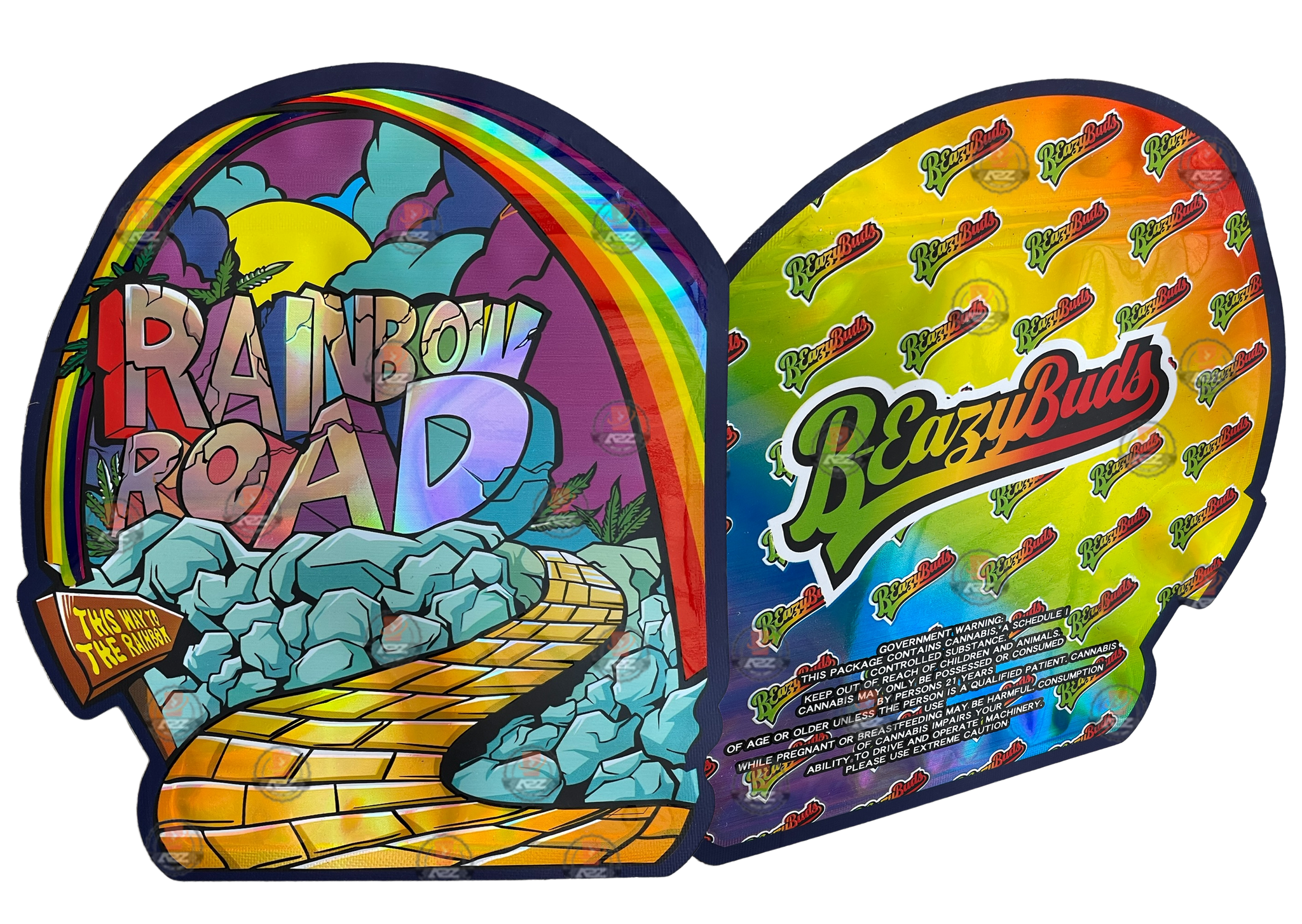 Rainbow Road Mylar Bag 3.5G Holographic Cut Out