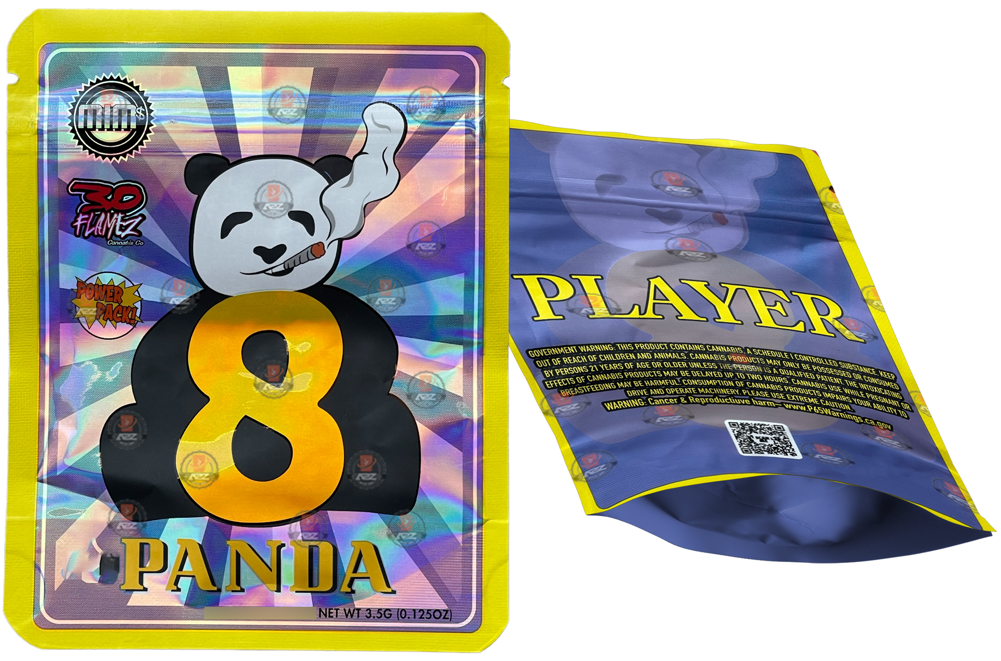 Panda 8 Holographic 3.5g Mylar Bag Player 30 Flamez Power Pack Mim Exotics