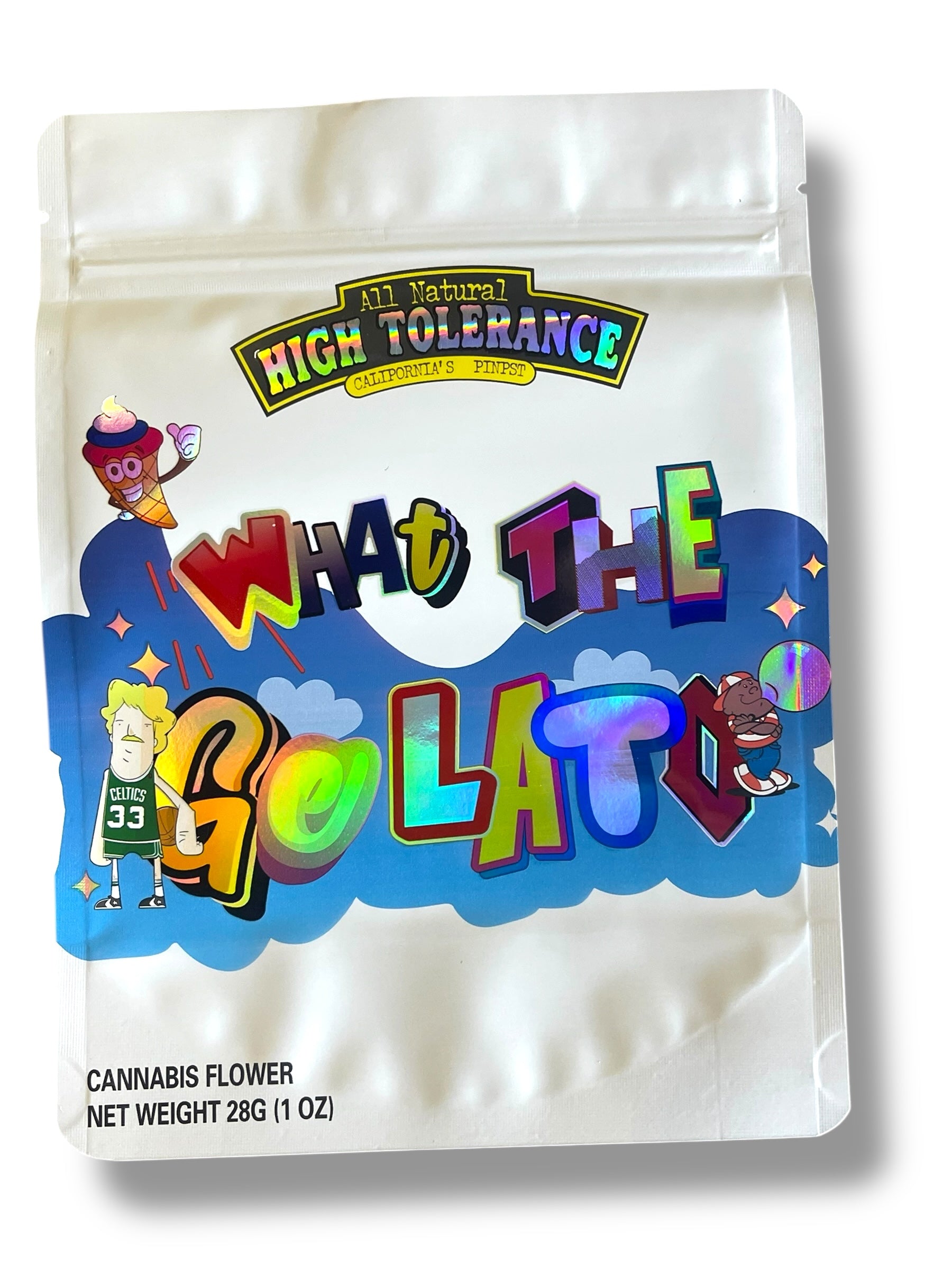High Tolerance What The Gelato 1 OZ  28G empty Mylar bag 1 ounce (50 Count)