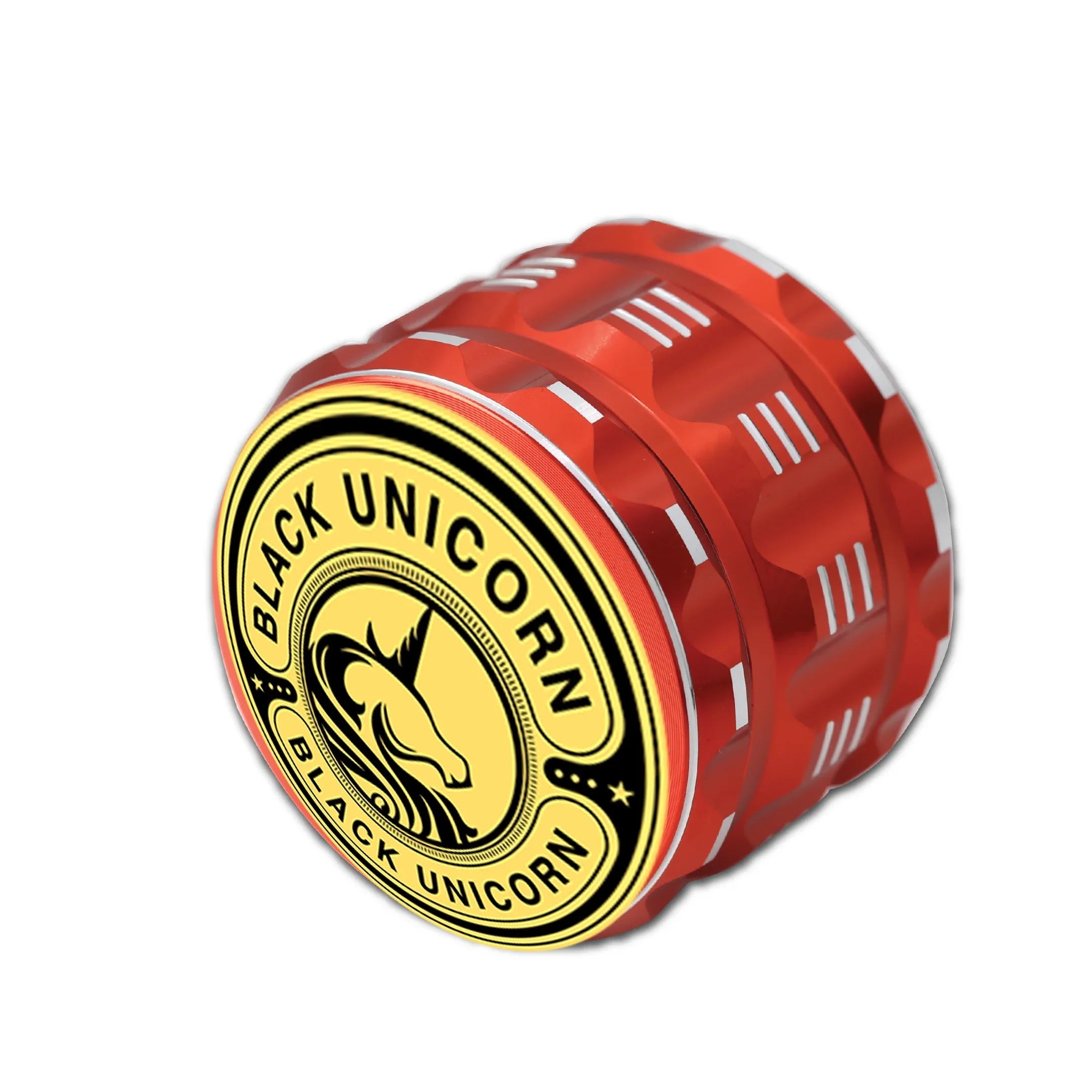Black Unicorn Grinder with Pollen Catcher. Large 4 Piece, 2.5" Aluminum (Red) - Black Unicorn Hub