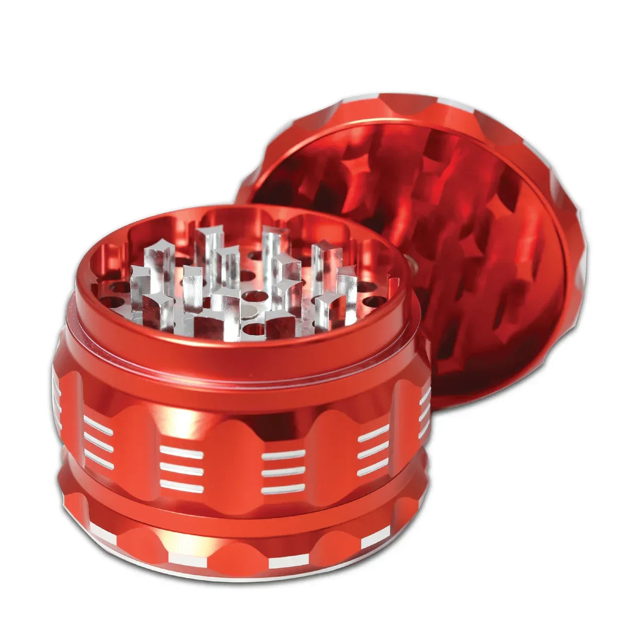 Black Unicorn Grinder with Pollen Catcher. Large 4 Piece, 2.5" Aluminum (Red) - Black Unicorn Hub