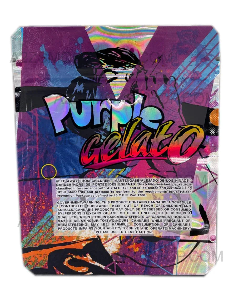 Black Unicorn Purple Gelato Holographic Mylar bag 3.5g For Flower - Black Unicorn Hub