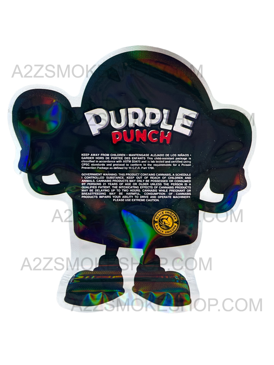 Black Unicorn Purple Punch cut out Holographic Mylar bag 3.5g