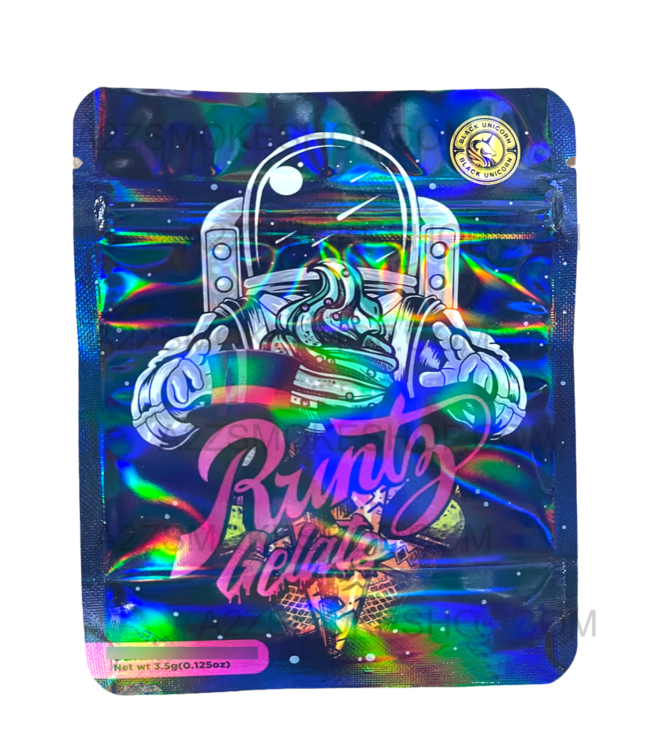 Black Unicorn Runtz Gelato Holographic Mylar bag 3.5g