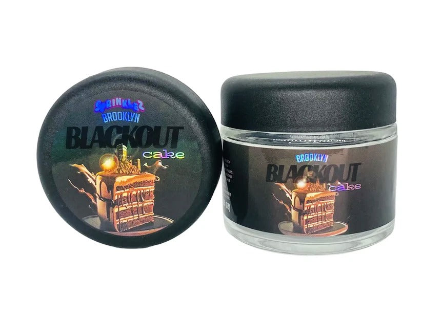 Brooklyn Blackout Cake Sprinkelz 3.5g Glass Jars with Holographic Stickers Child Resistant jar