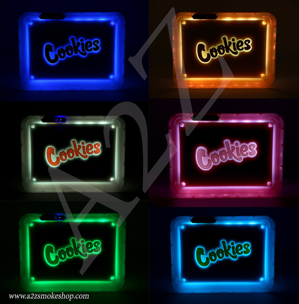 Cookies Bluetooth LED Glow Rolling Tray Lights up Rechargeable - Glossy Finish