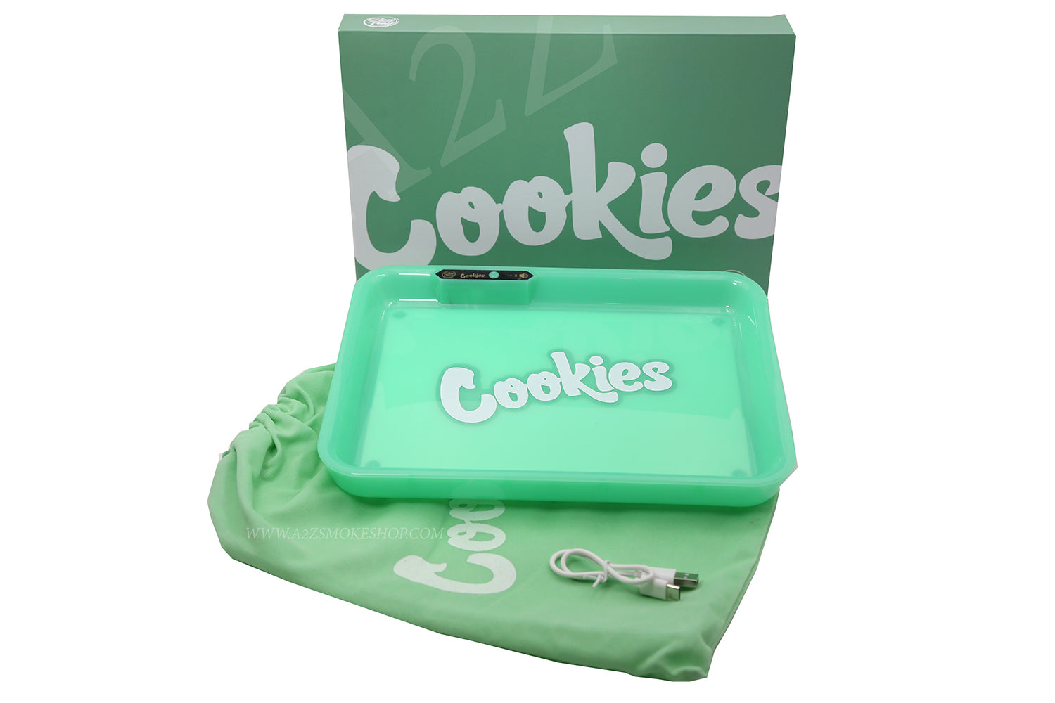 Cookies Bluetooth LED Glow Rolling Tray Lights up Rechargeable - Glossy Finish