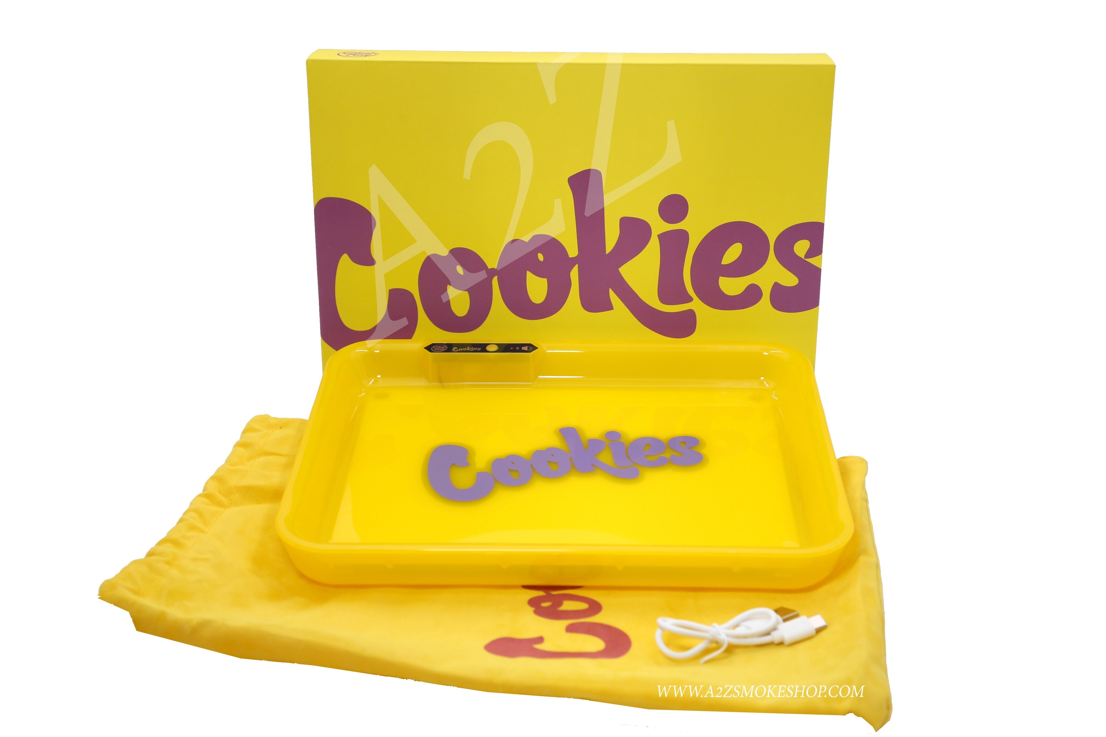 Cookies Bluetooth LED Glow Rolling Tray Lights up Rechargeable - Glossy Finish