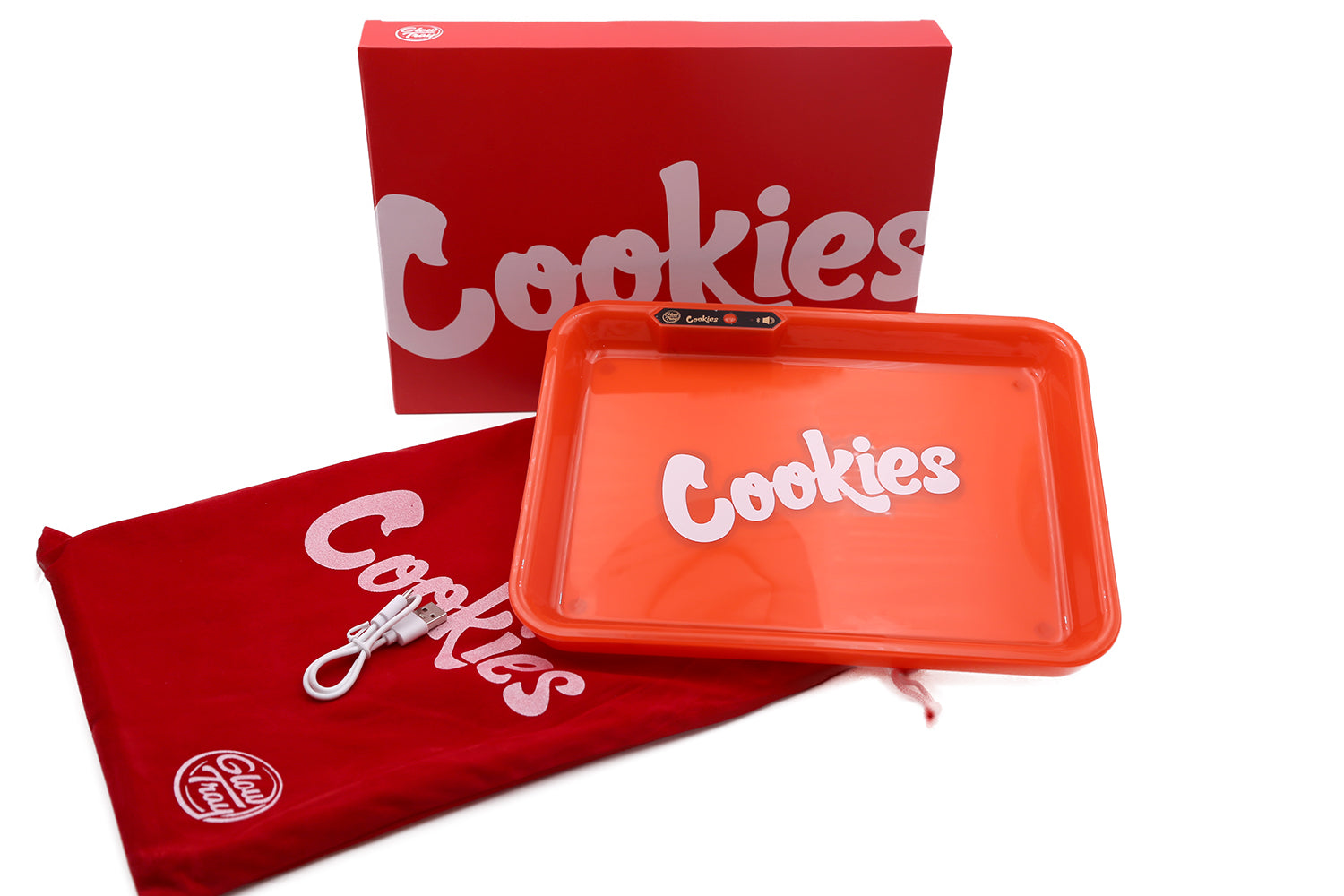 Cookies Bluetooth LED Glow Rolling Tray Lights up Rechargeable - Glossy Finish