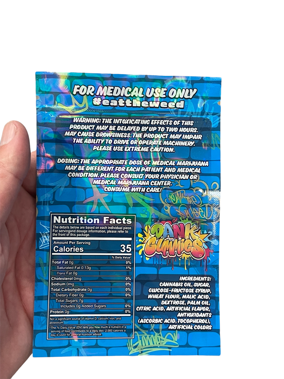 Dank Gummies 500mg Mylar Bag Blue - Packaging Only