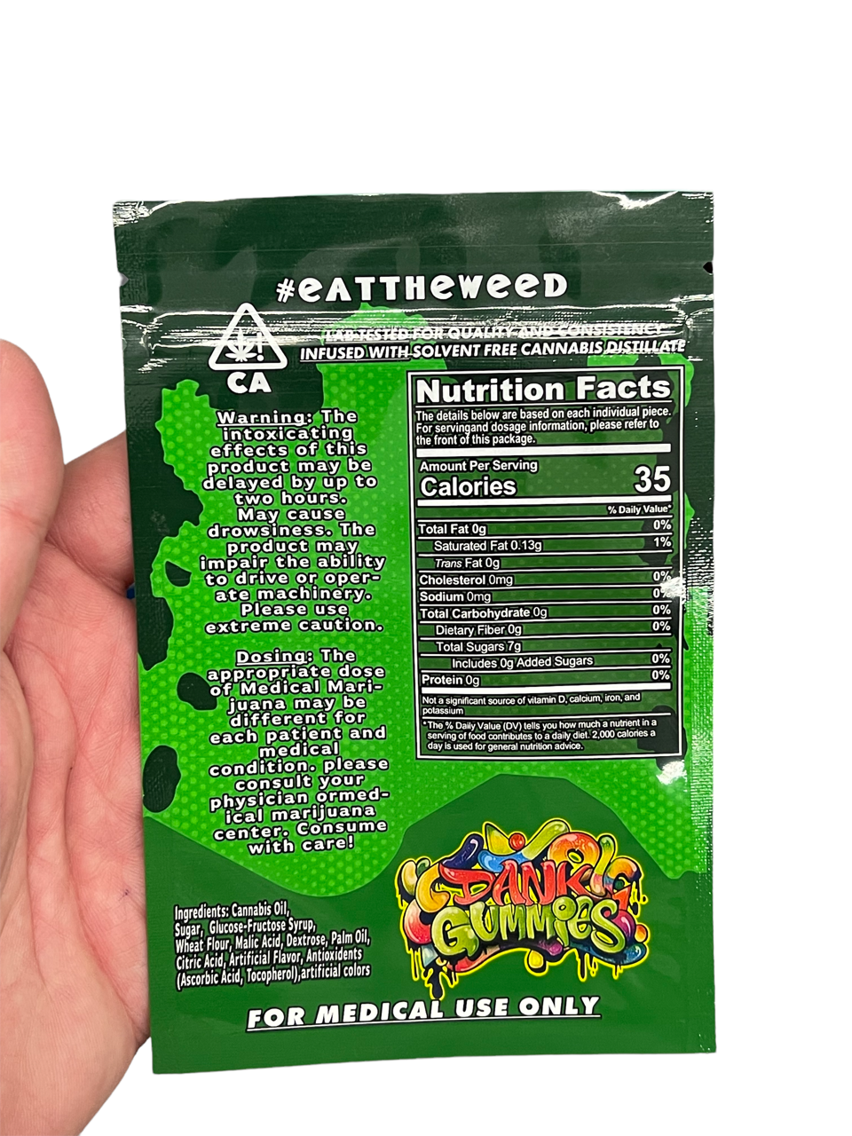 Dank Gummies 500mg Mylar Bag Green-Packaging Only