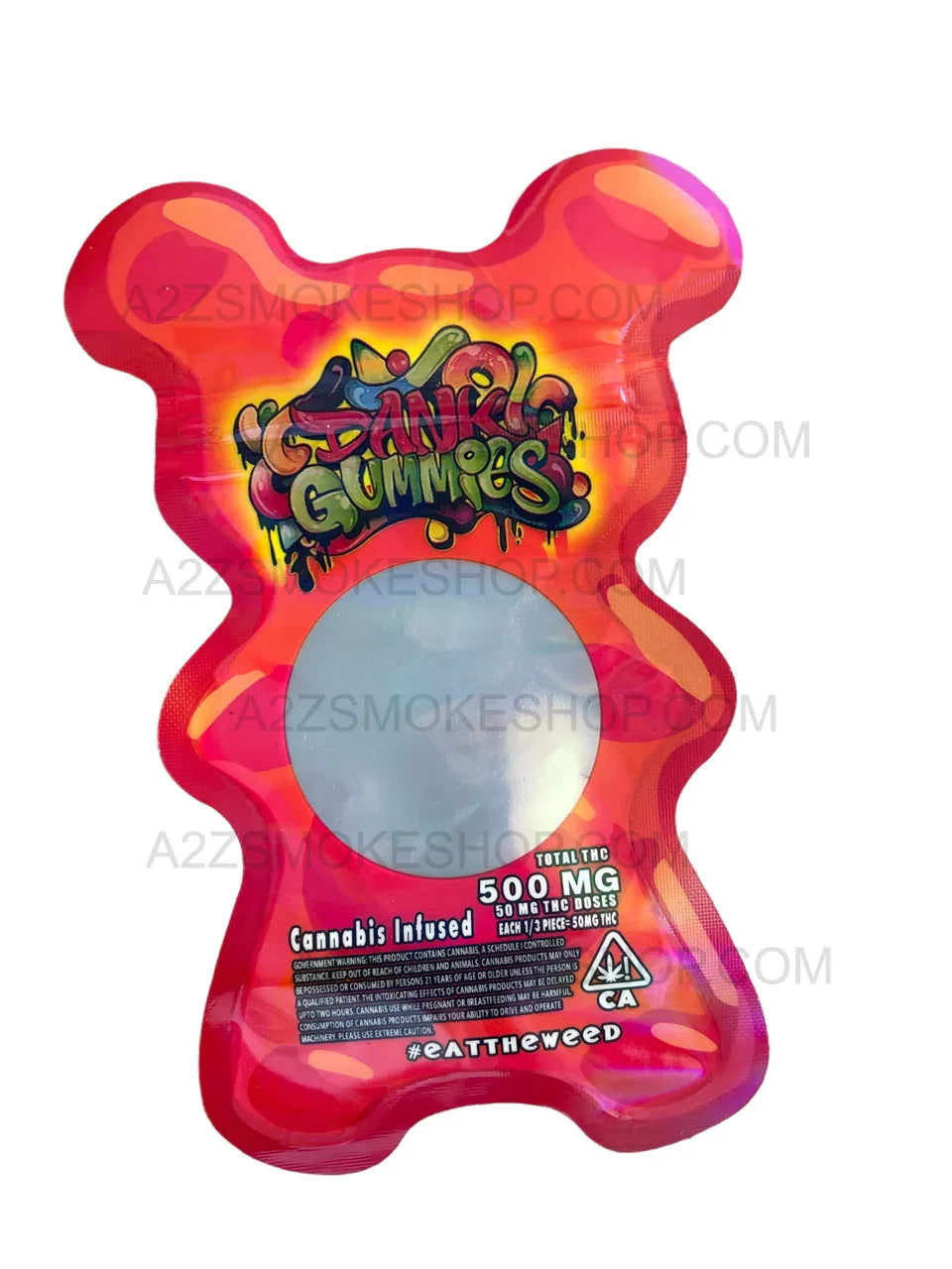 Dank Gummies Cut out 500mg Mylar Bag With window Red- Packaging Only - Black Unicorn Hub
