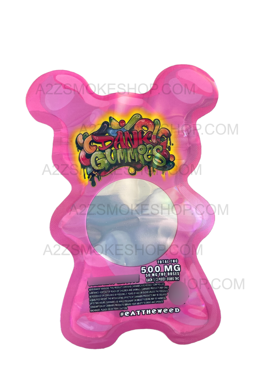 Dank Gummies Cut out 500mg  Mylar Bag with window  Pink- Packaging Only