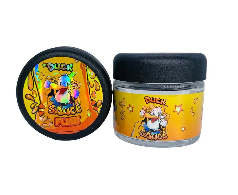Duck Sauce 3.5g Glass Jars with Holographic Stickers Child Resistant jar