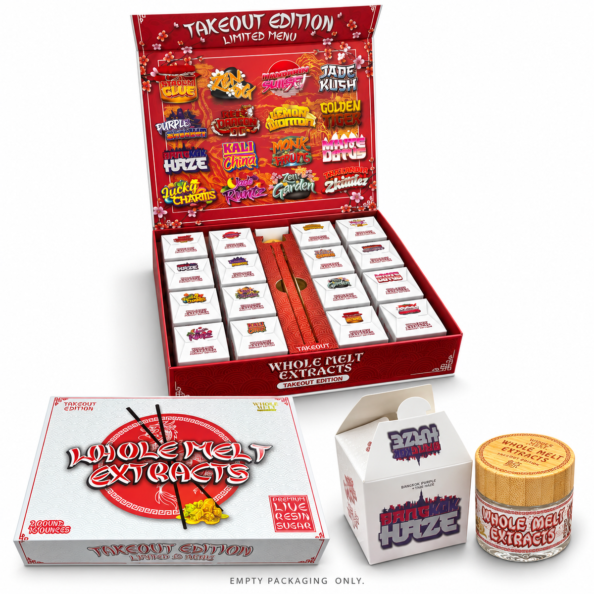 Whole Melt Takeout Edition — 16 Empty 1 oz Jars with Boxes & Display Packaging