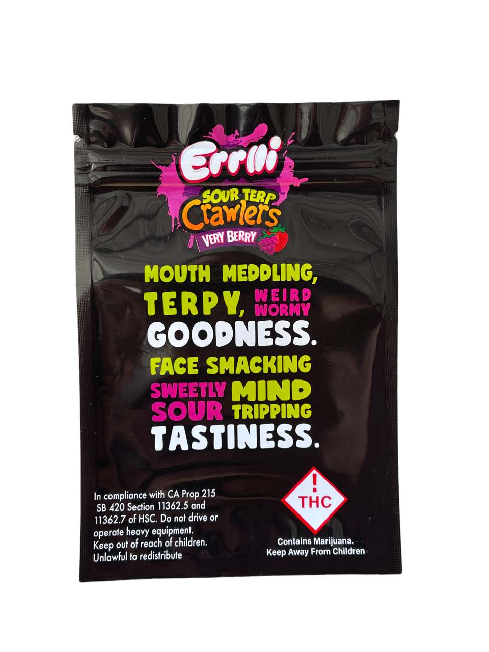 Errlli Sour Terp Very Berry Crawlers 600mg Mylar bags packaging only 4x6