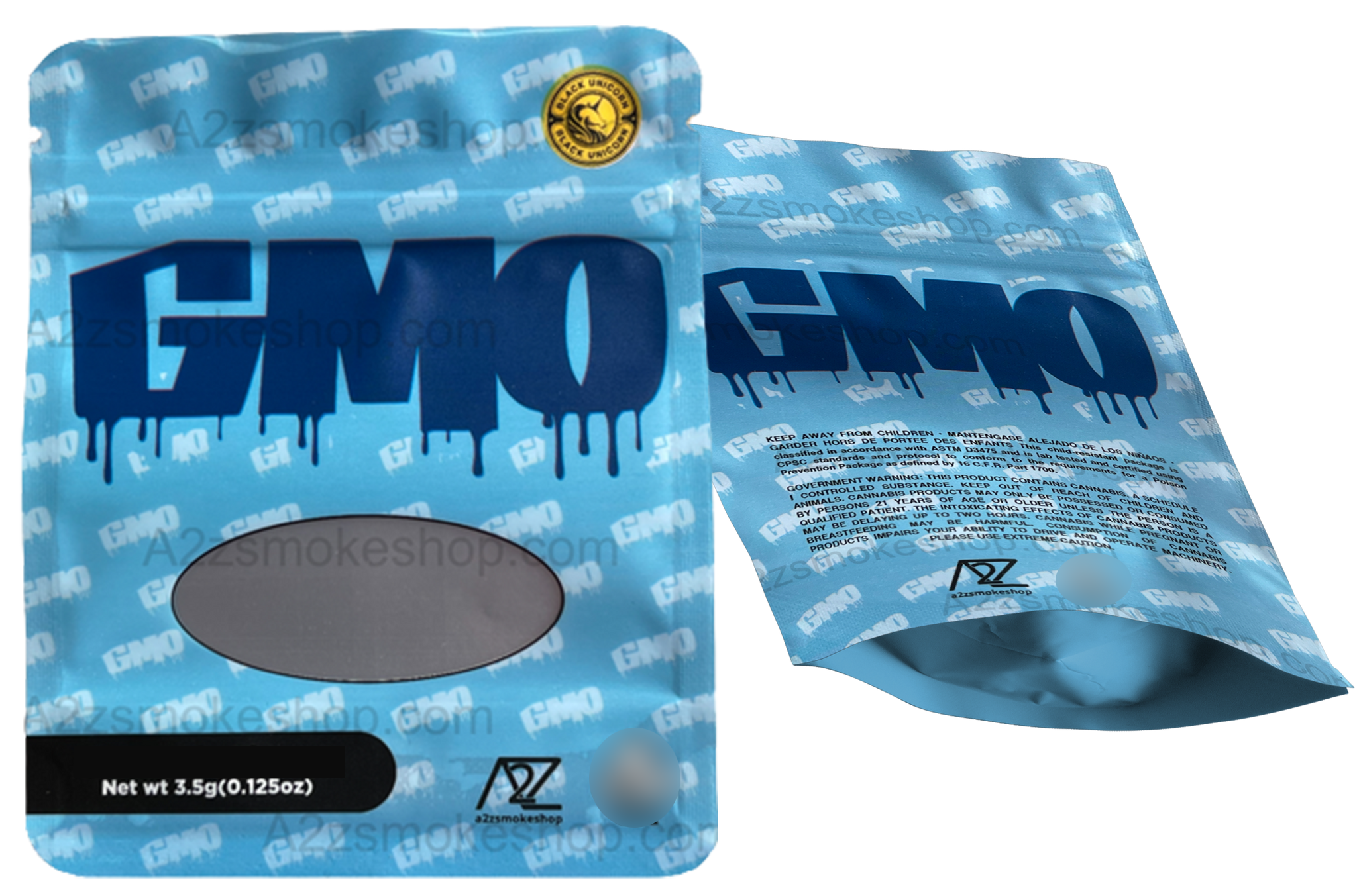 Black Unicorn - GMO Holographic Mylar bag 3.5g  For Flower