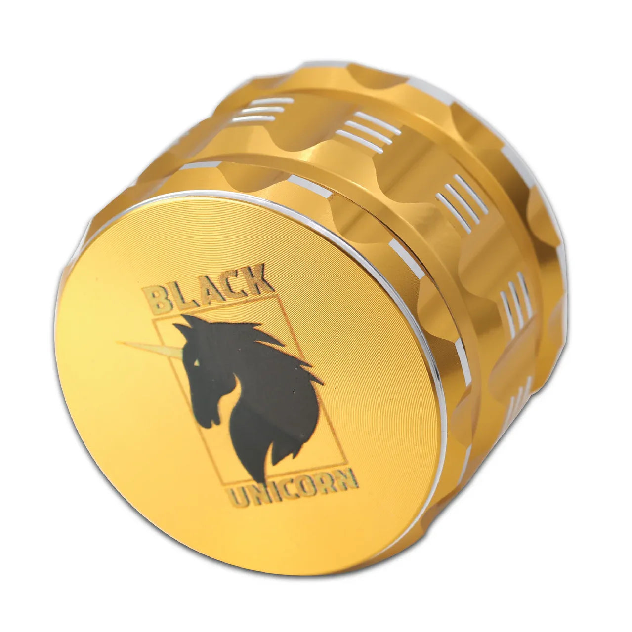 Grinder with Pollen Catcher. Large 4 Piece, 2.5" Aluminum (Gold) - Black Unicorn Hub
