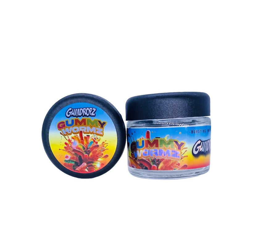 Gummy Wormz Sprinkelz 3.5g Glass Jars with Holographic Stickers Child Resistant jar