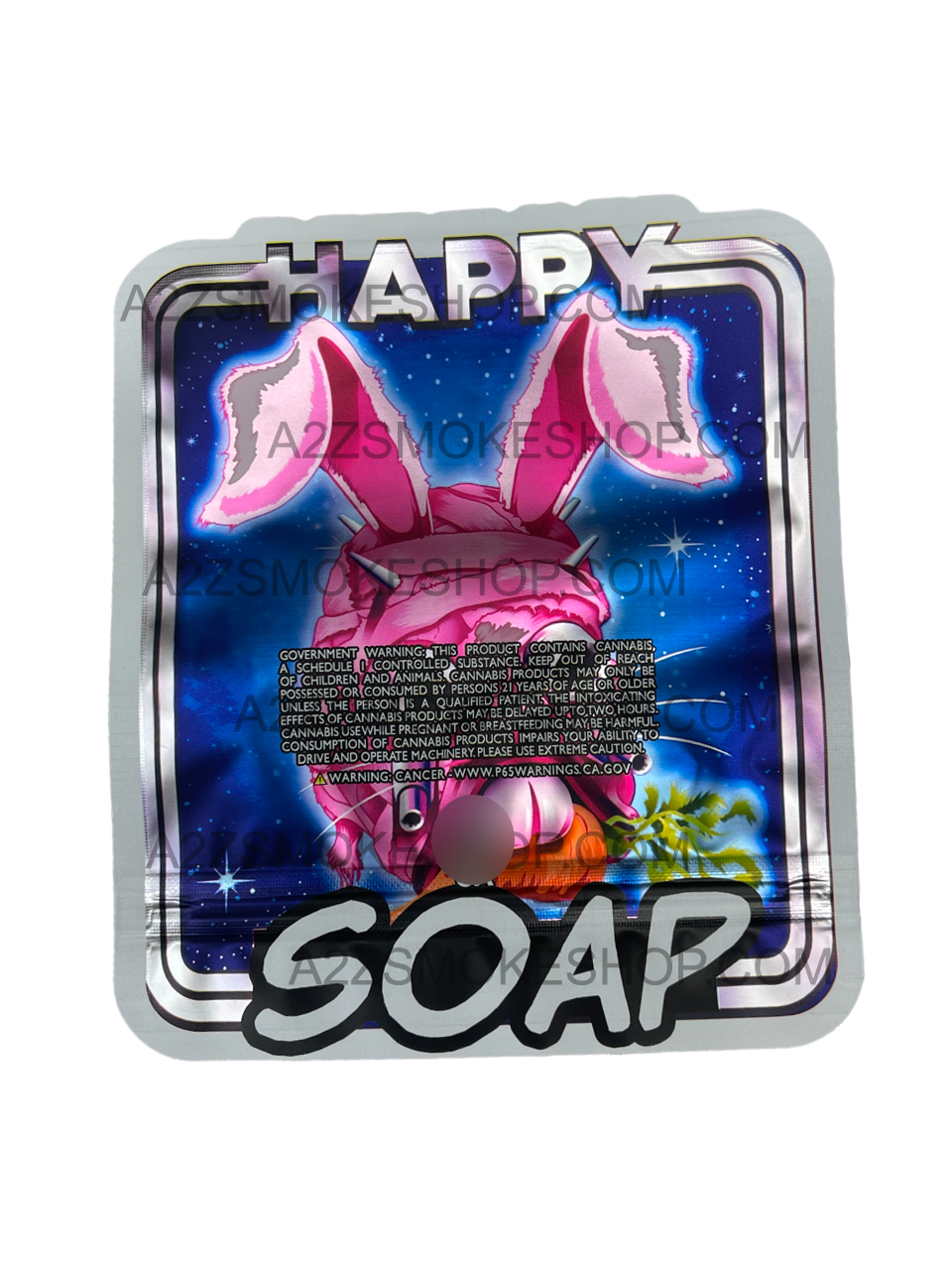 Happy Soap Cut Out Mylar Bags 3.5g Die cut Bunny Rabbit