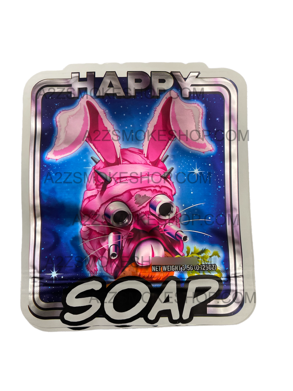 Happy Soap Cut Out Mylar Bags 3.5g Die cut Bunny Rabbit