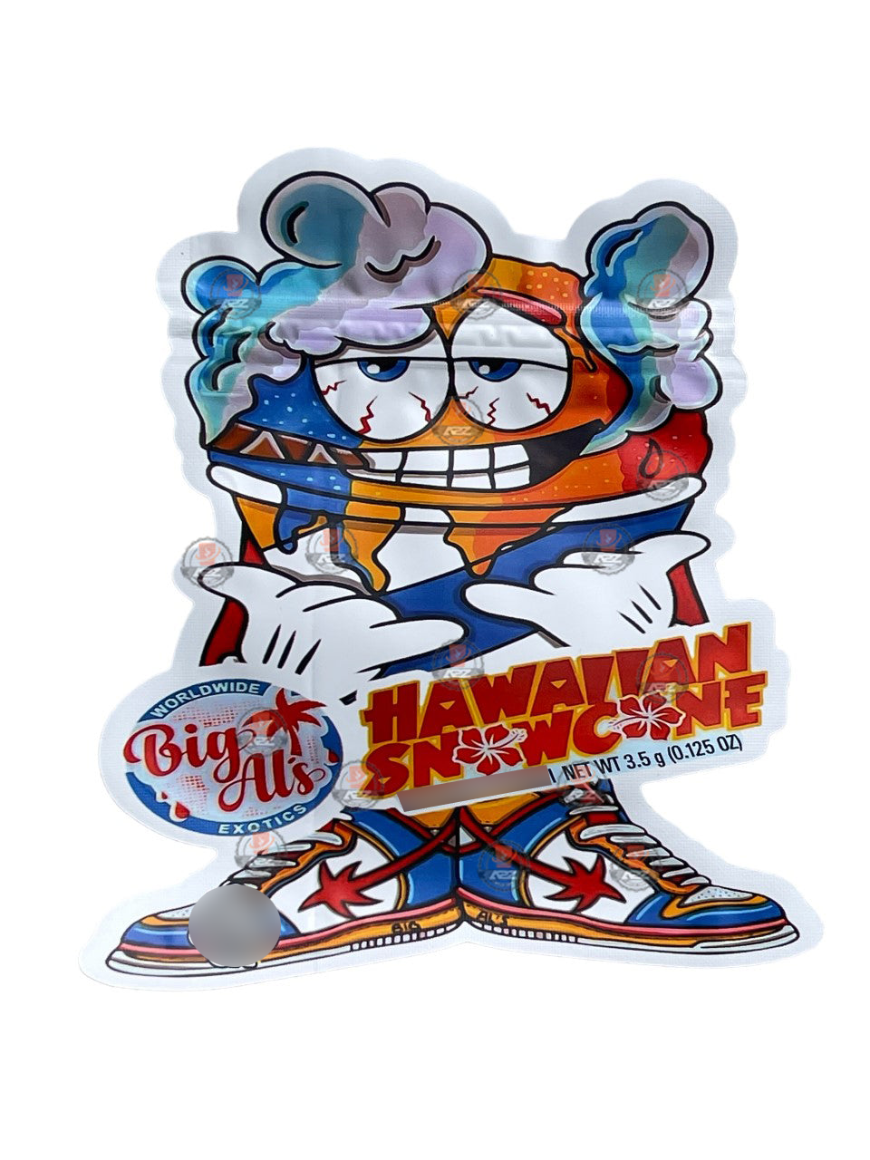 Hawaiian Snow cone Mylar bags 3.5g cut out Big Als - Packaging Only