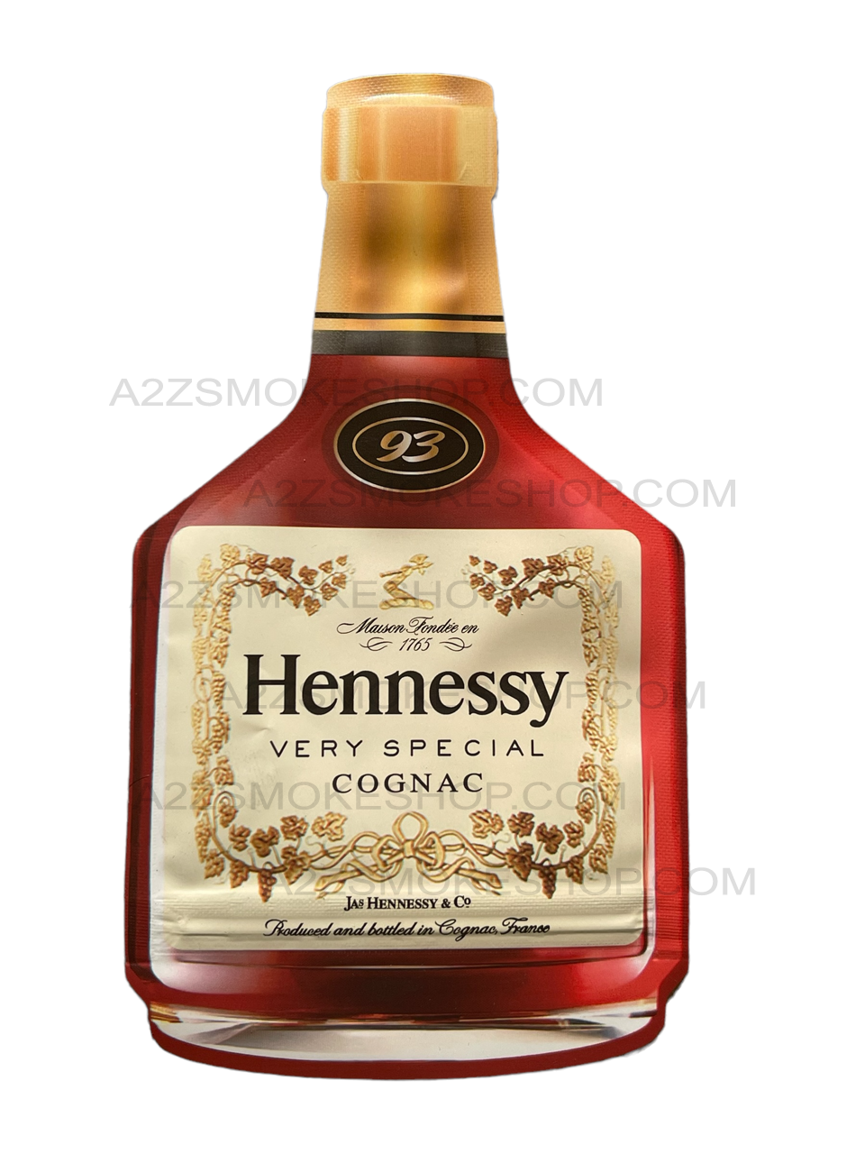 Hennessy cut out Mylar Bags 3.5g Die Cut Holographic