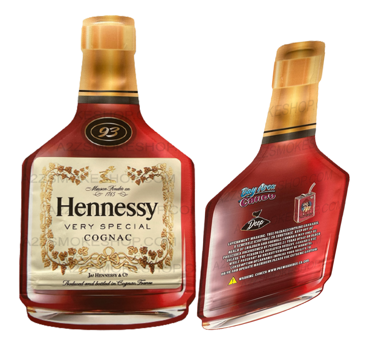 Hennessy cut out Mylar Bags 3.5g Die Cut Holographic