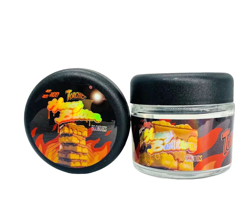 Honey Butter Blondiez Sprinkelz 3.5g Glass Jars with Holographic Stickers Child Resistant jar