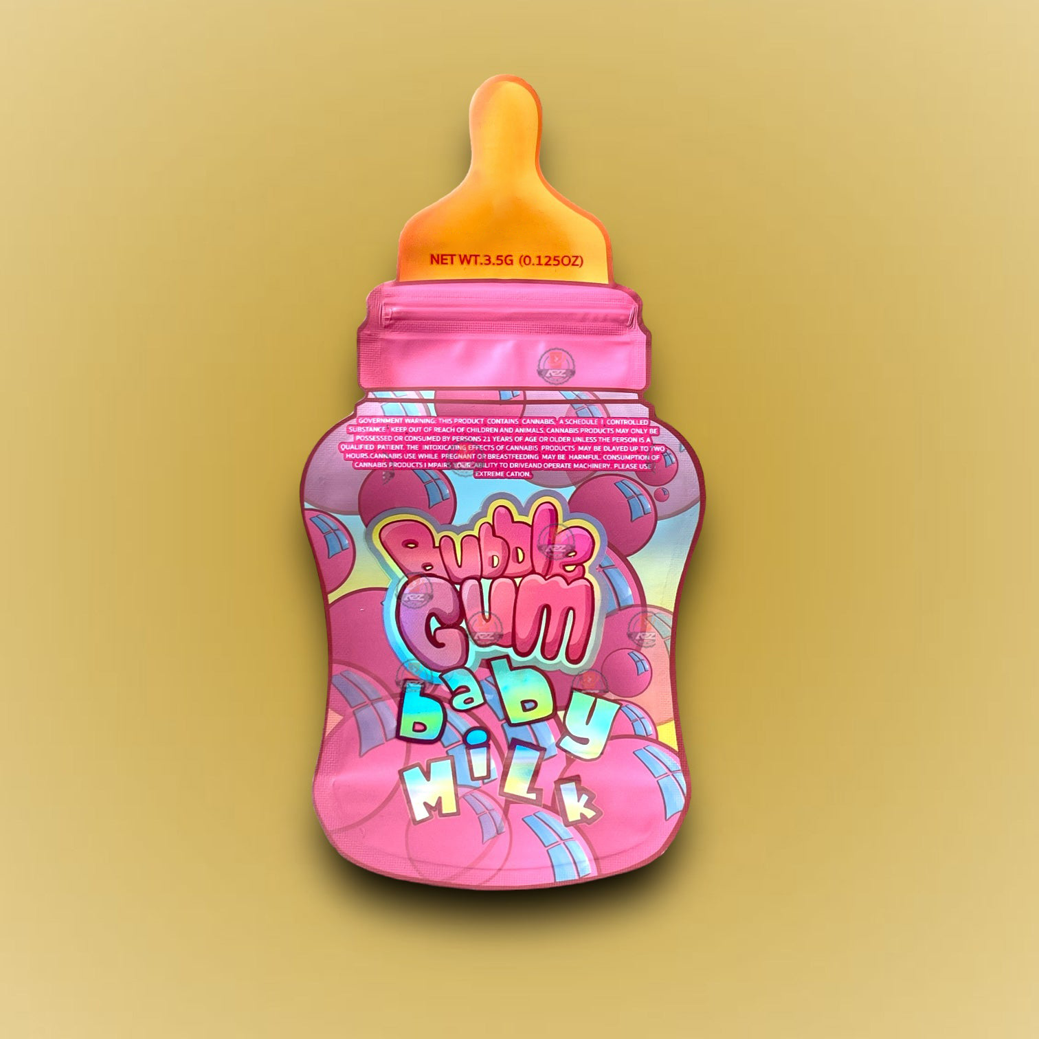 Bubblegum Baby Milk 3.5G Mylar Bag Holographic- Packaging Only