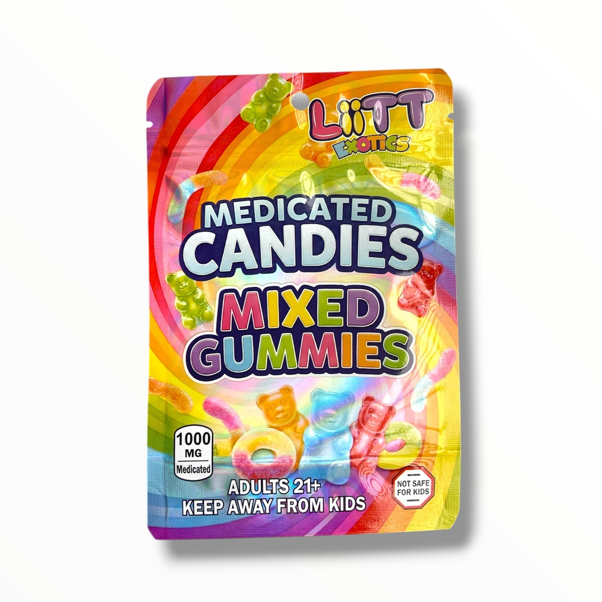 Liitt Exotics Candies Mixed Gummies 3.5g Mylar Bag 1000MG (Packaging Only)