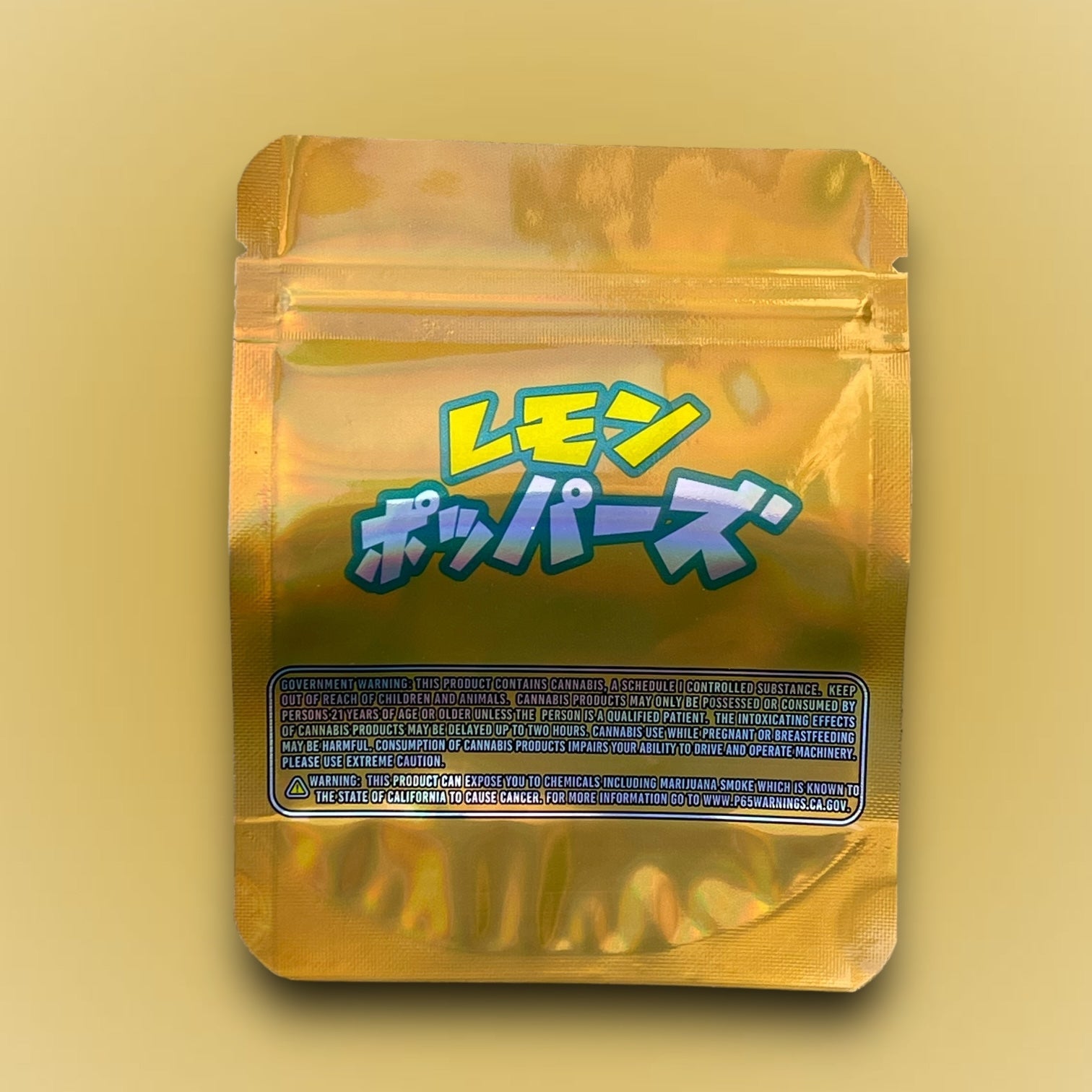 Lemon Popperz 3.5g Mylar Bag Holographic- Packaging Only