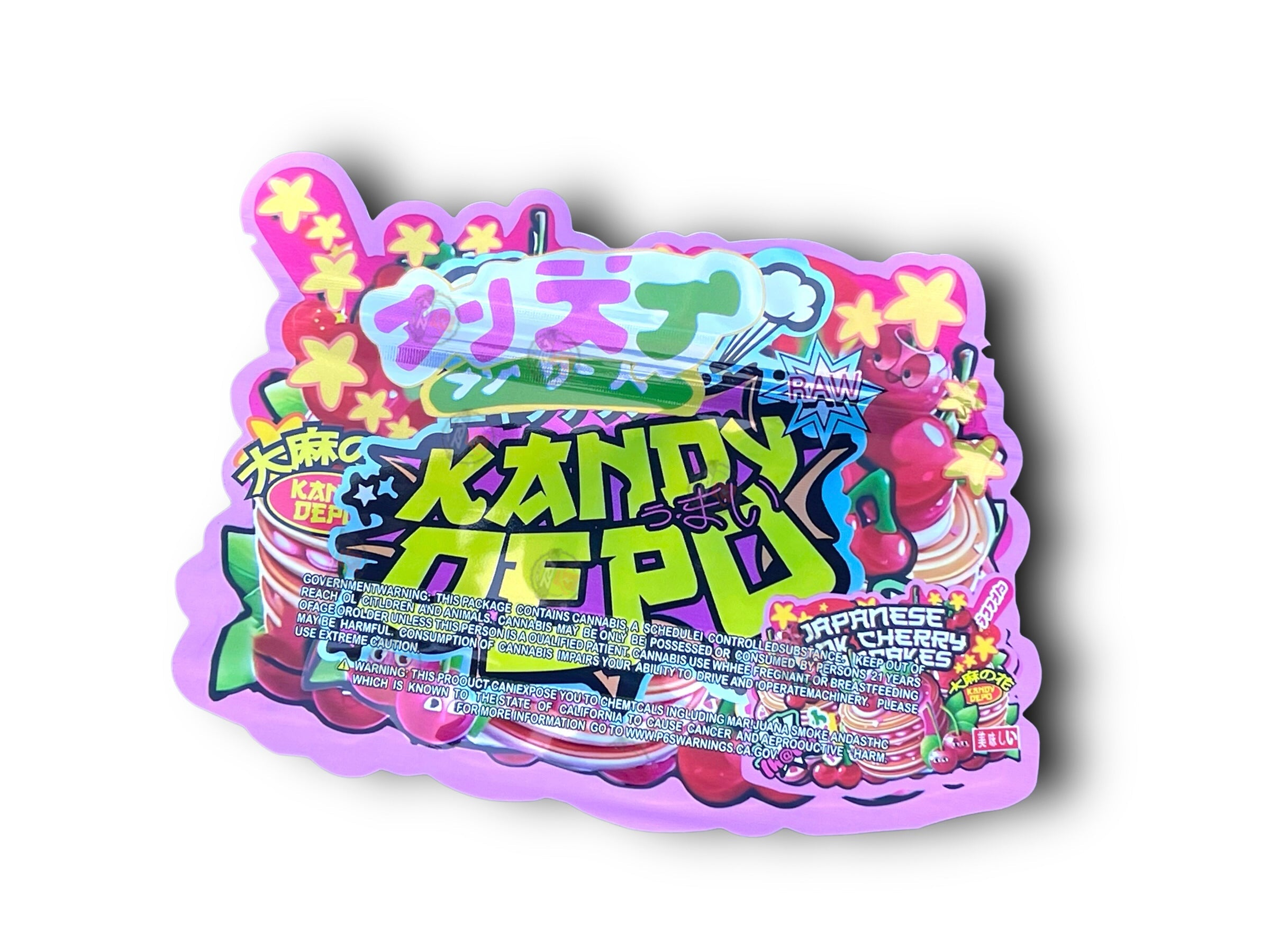 Kandy Depo Japanese Pink Cherry Pancakes Mylar Bags with Boxes 3.5g Box Packaging Holographic