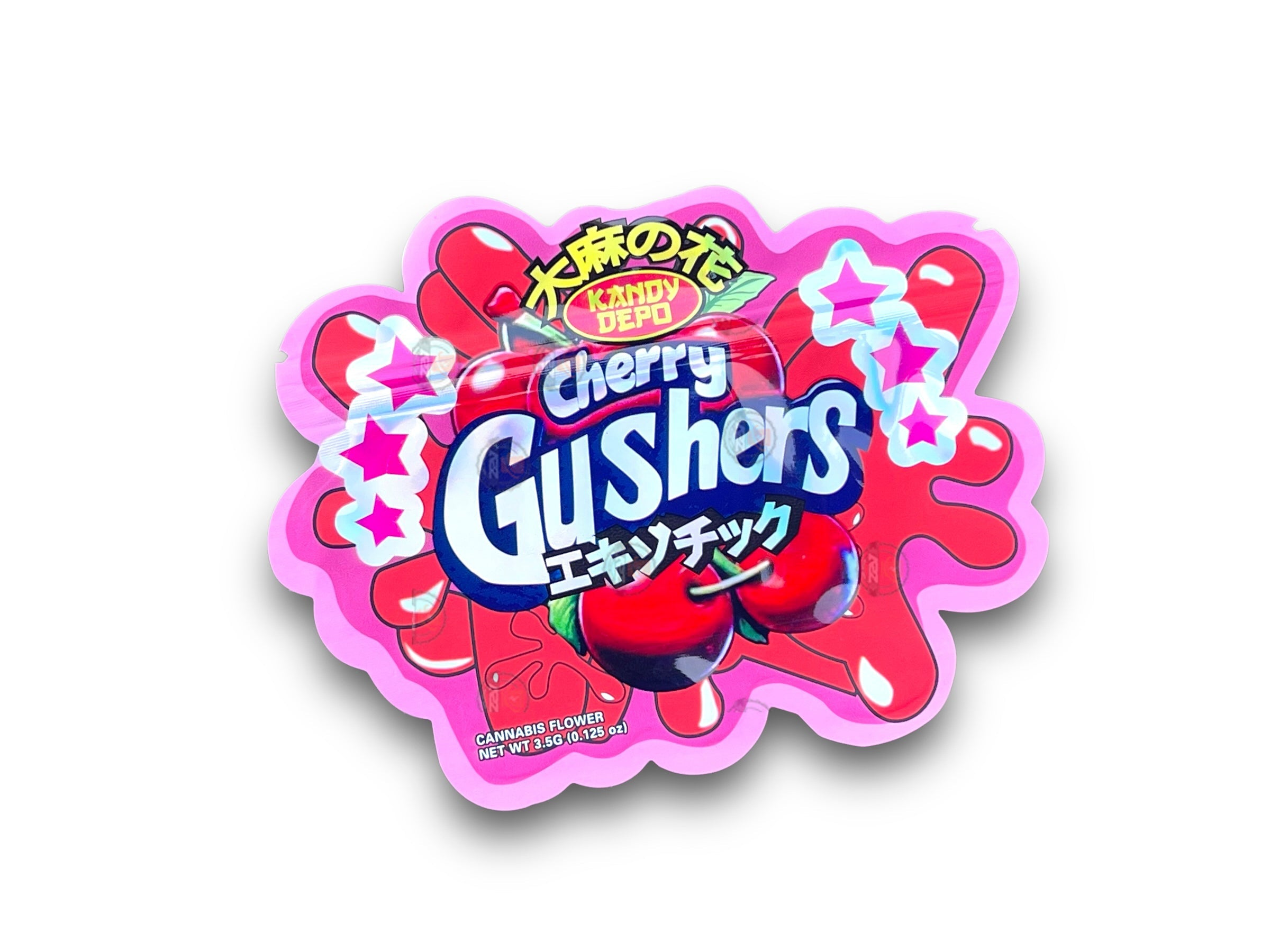 Kandy Depo Cherry Gushers Mylar Bags with Boxes 3.5g Box Packaging Holographic