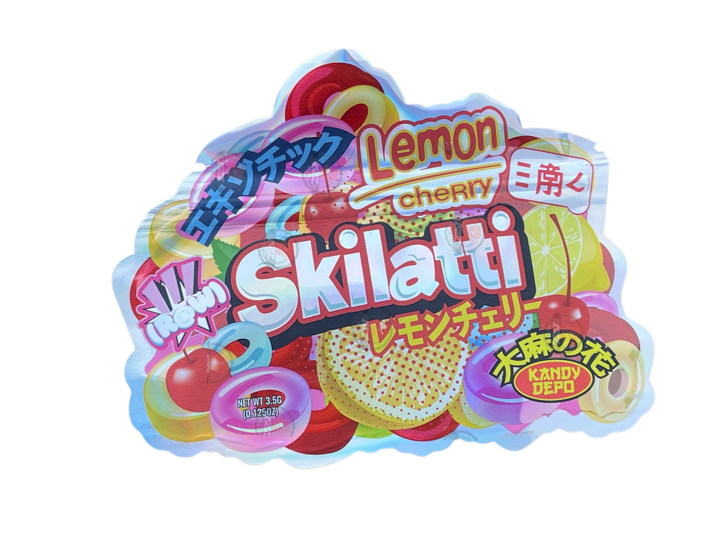 Kandy Depo Lemon Cherry Skilatti Mylar Bags with Boxes 3.5g Box Packaging Holographic