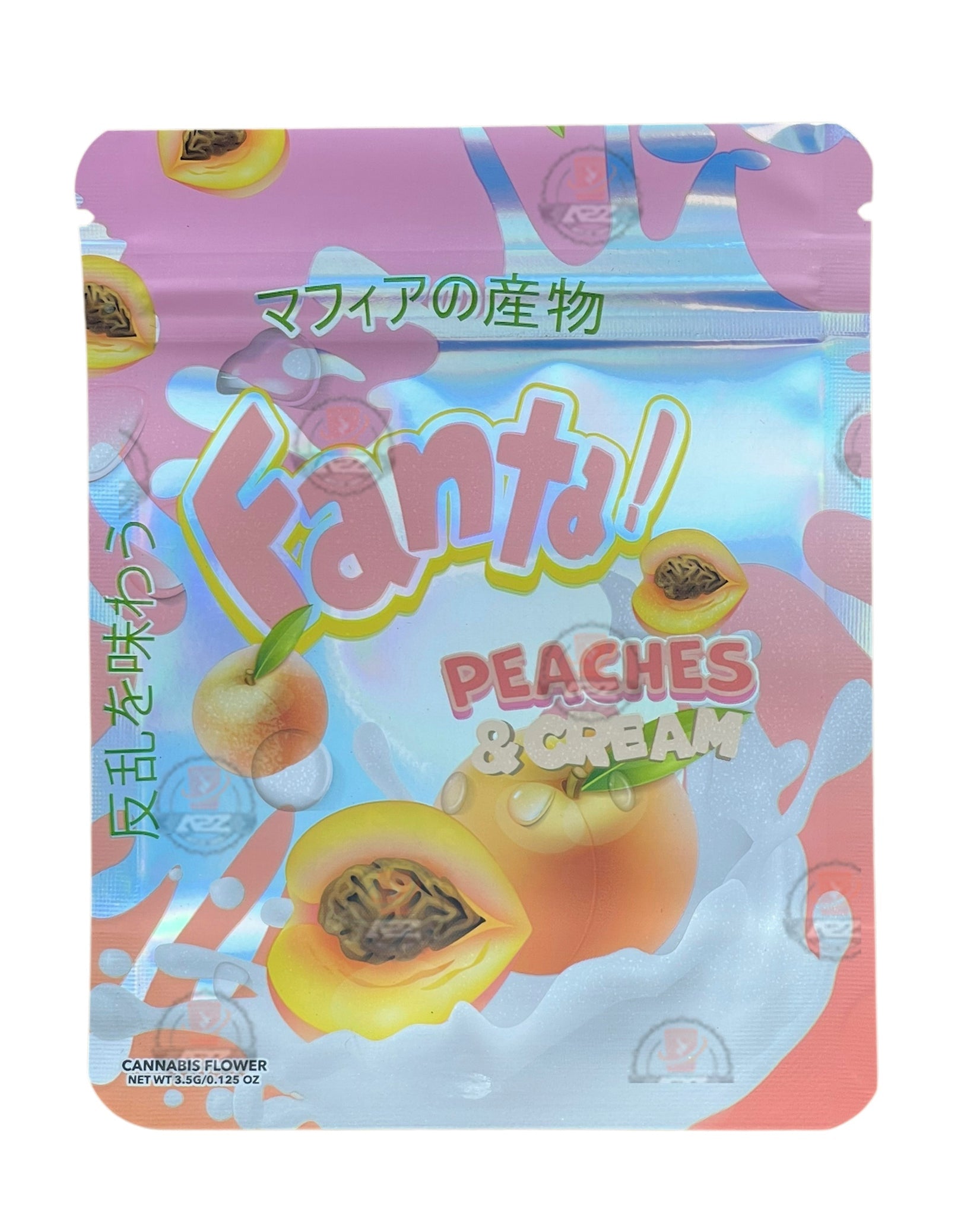 Fanta Peaches & Cream Mylar Bags with Boxes 3.5g Box Packaging Holographic