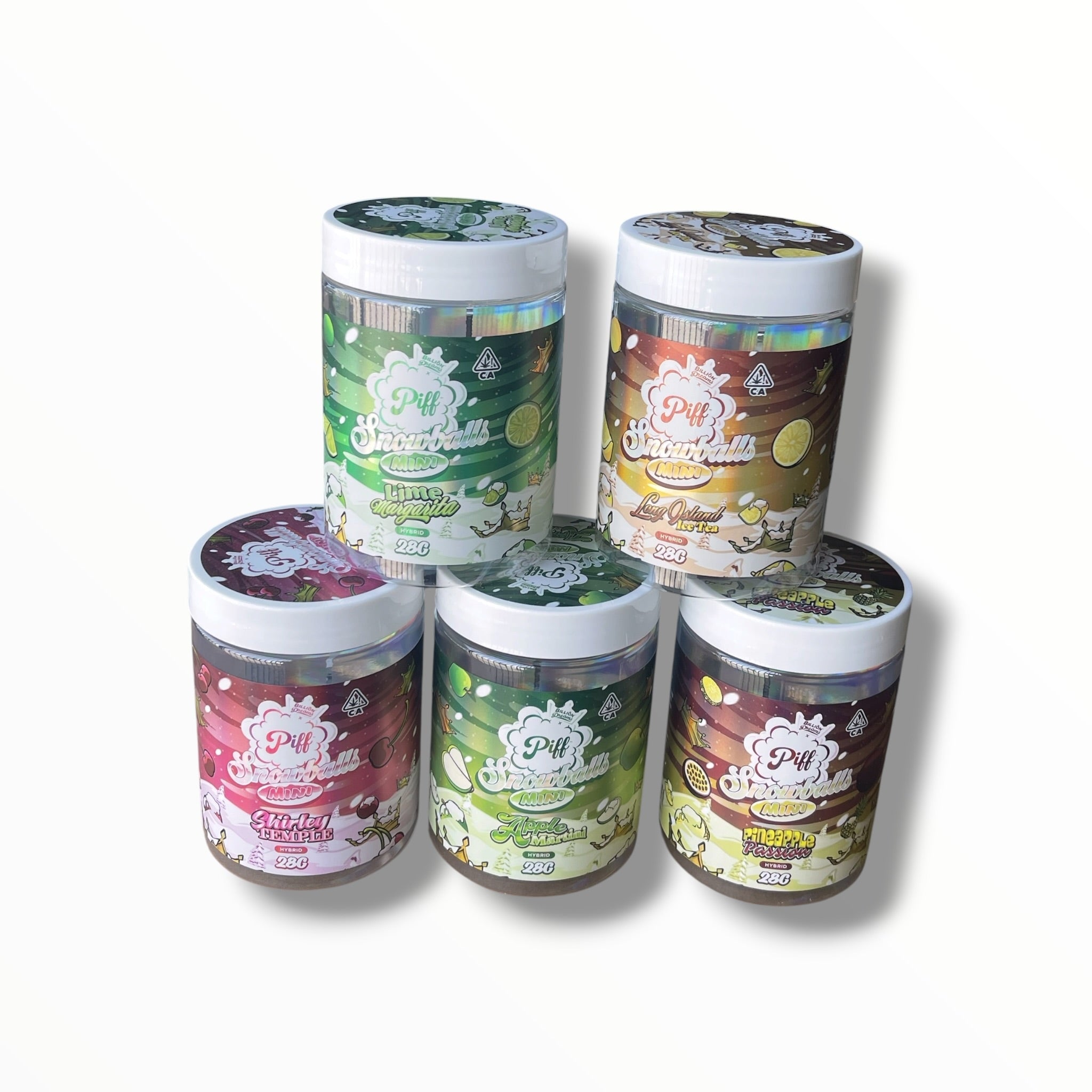 Piff Snowballs Mini 16-1oz Plastic Jars - Varity Pack 16 Flavors in box 1 pound with outer box Empty plastic Jars (Copy)