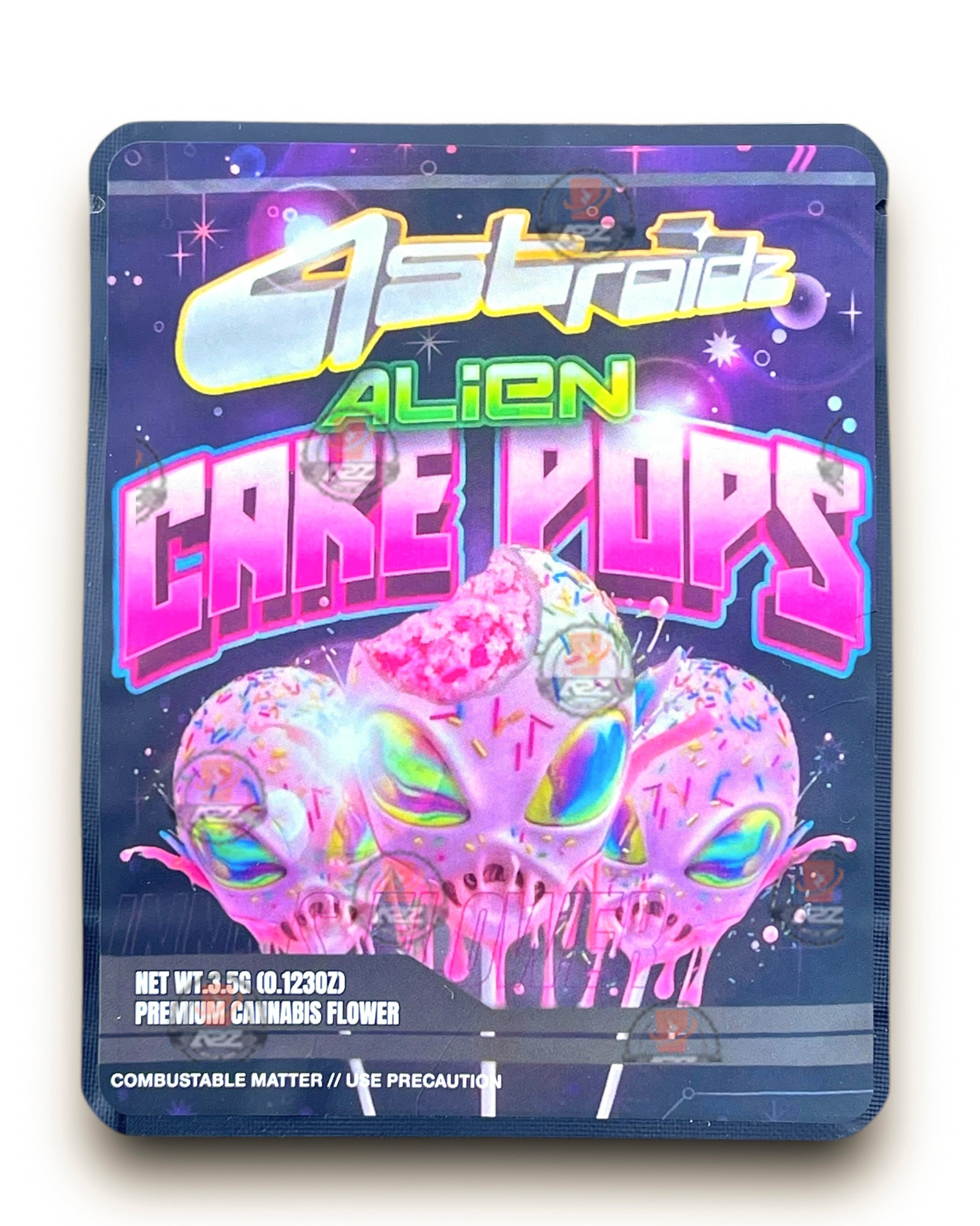 Sprinklez Astroidz Alien Cake Pops 3.5G Mylar Bags -With stickers and label