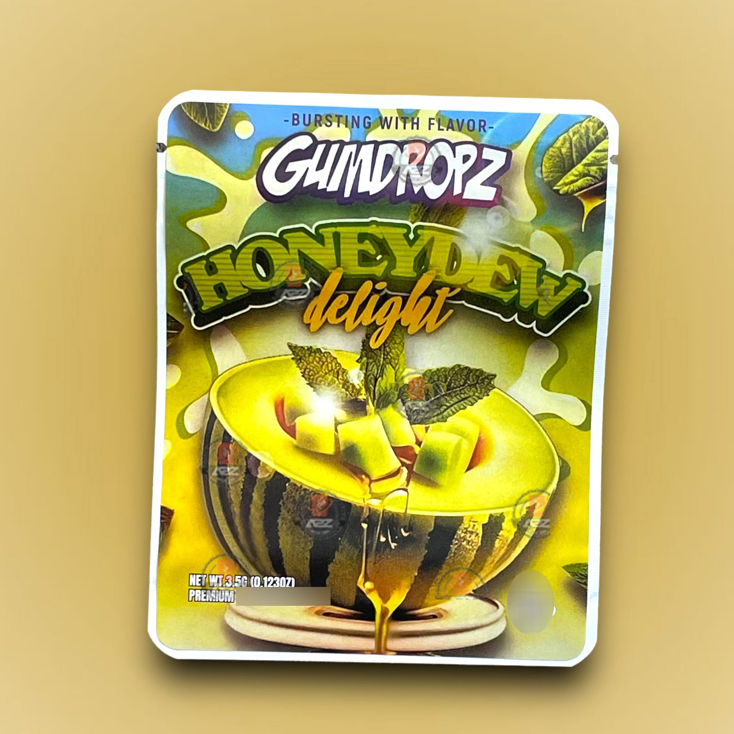 Sprinklez Gumdropz Honeydew Delight 3.5G Mylar Bags -With stickers and labels